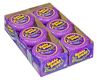 HUBBA BUBBA, Grape Flavoured Bubble Gum, 56g, Tape Roll, 12 Packs