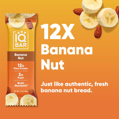 IQBAR Brain & Body Banana Nut Protein Bars – 12-Pack Keto Vegan Snack