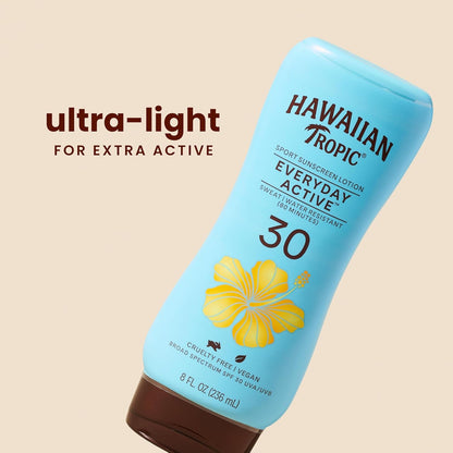 Hawaiian Active sport  Lotion Sunscreen SPF 30,  8oz