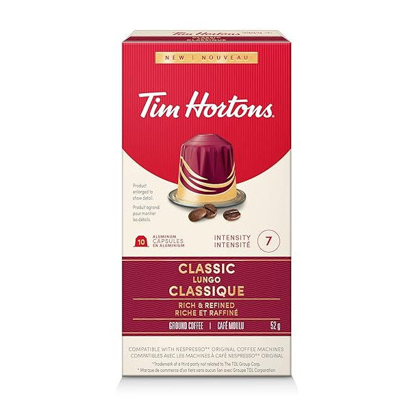 Tim Hortons Classic Lungo Coffee Capsules – 10ct