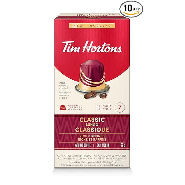 Tim Hortons Classic Lungo Coffee Capsules – 10ct