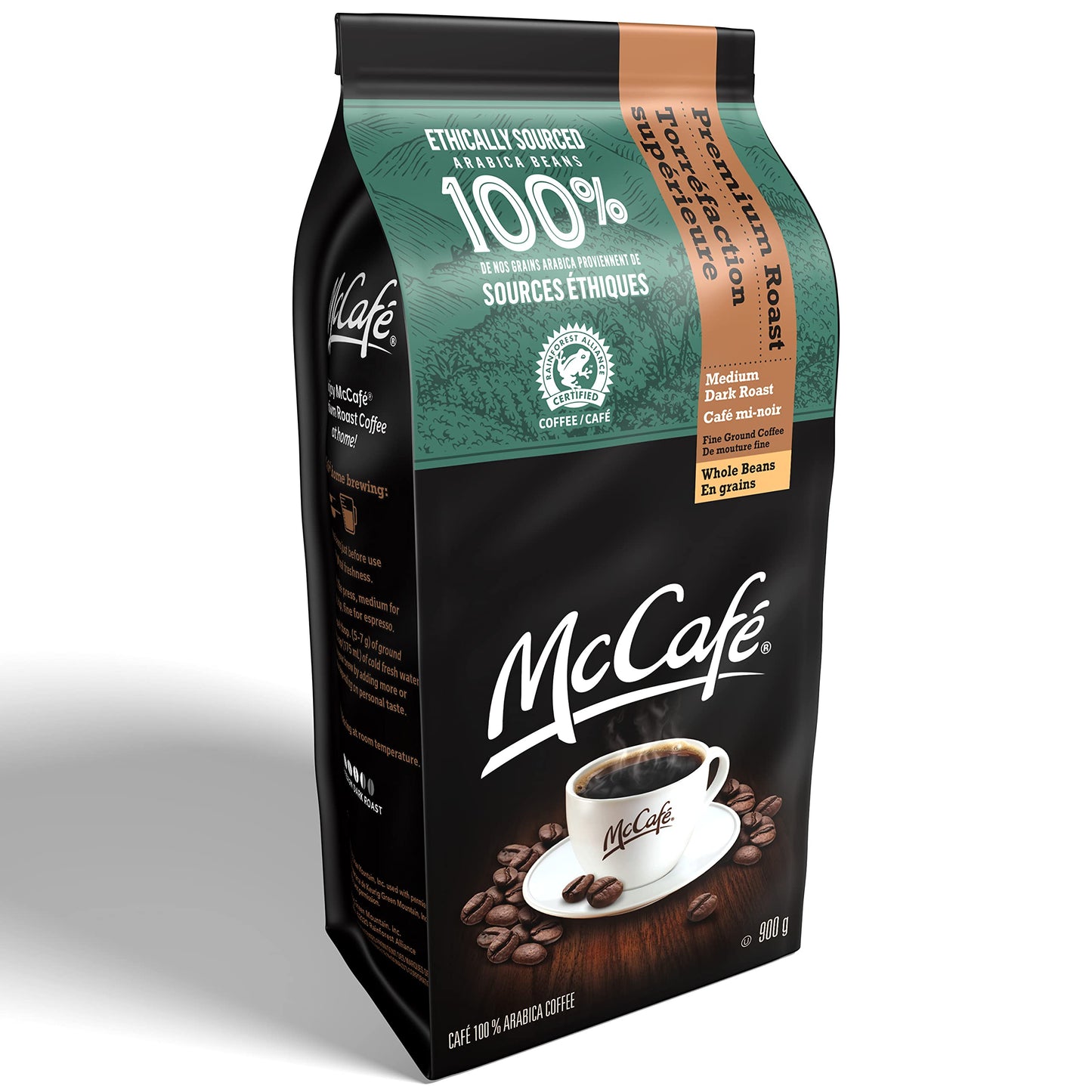 McCafe Premium Medium Dark Roast Whole Beans, 900g
