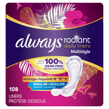 Always Radiant Daily Liners Regular Multistyle  | 108 Count
