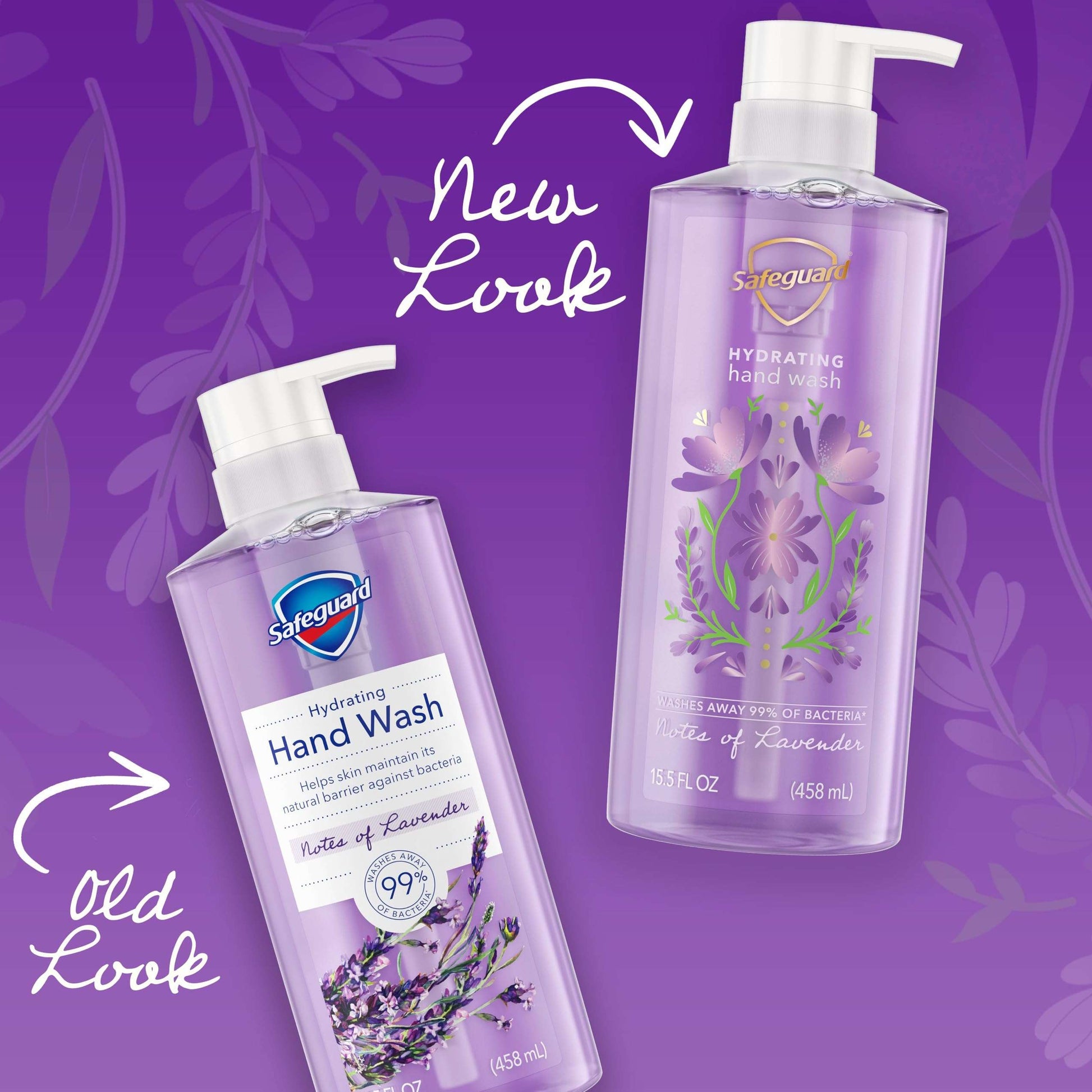 Safeguard Hydrating Liquid Hand Soap, Calming Lavender (4-Pack, 15.5 oz) - Washes Away Bacteria