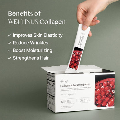 WELLINUS Korean Beauty Pomegranate Collagen Jelly Sticks - 25 Packs
