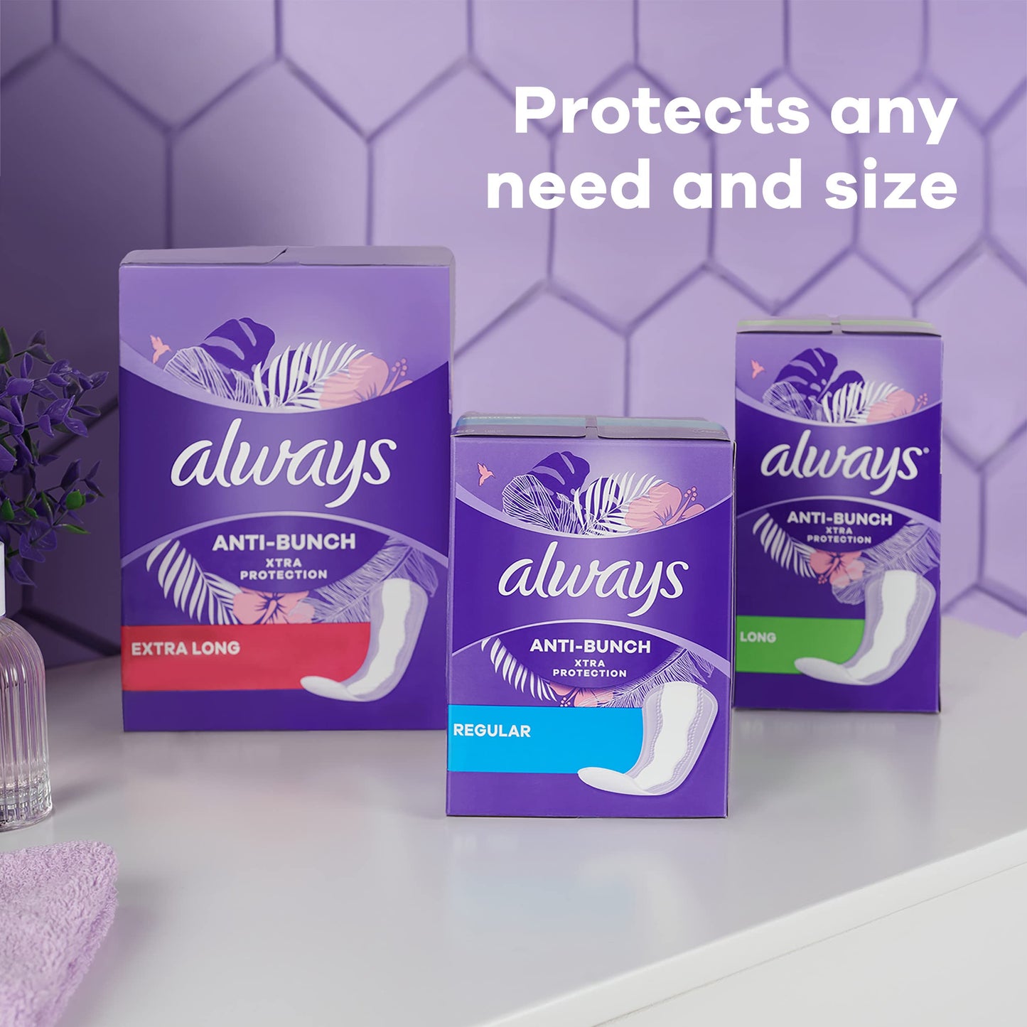 Always Radiant Daily Liners Regular Multistyle  | 108 Count