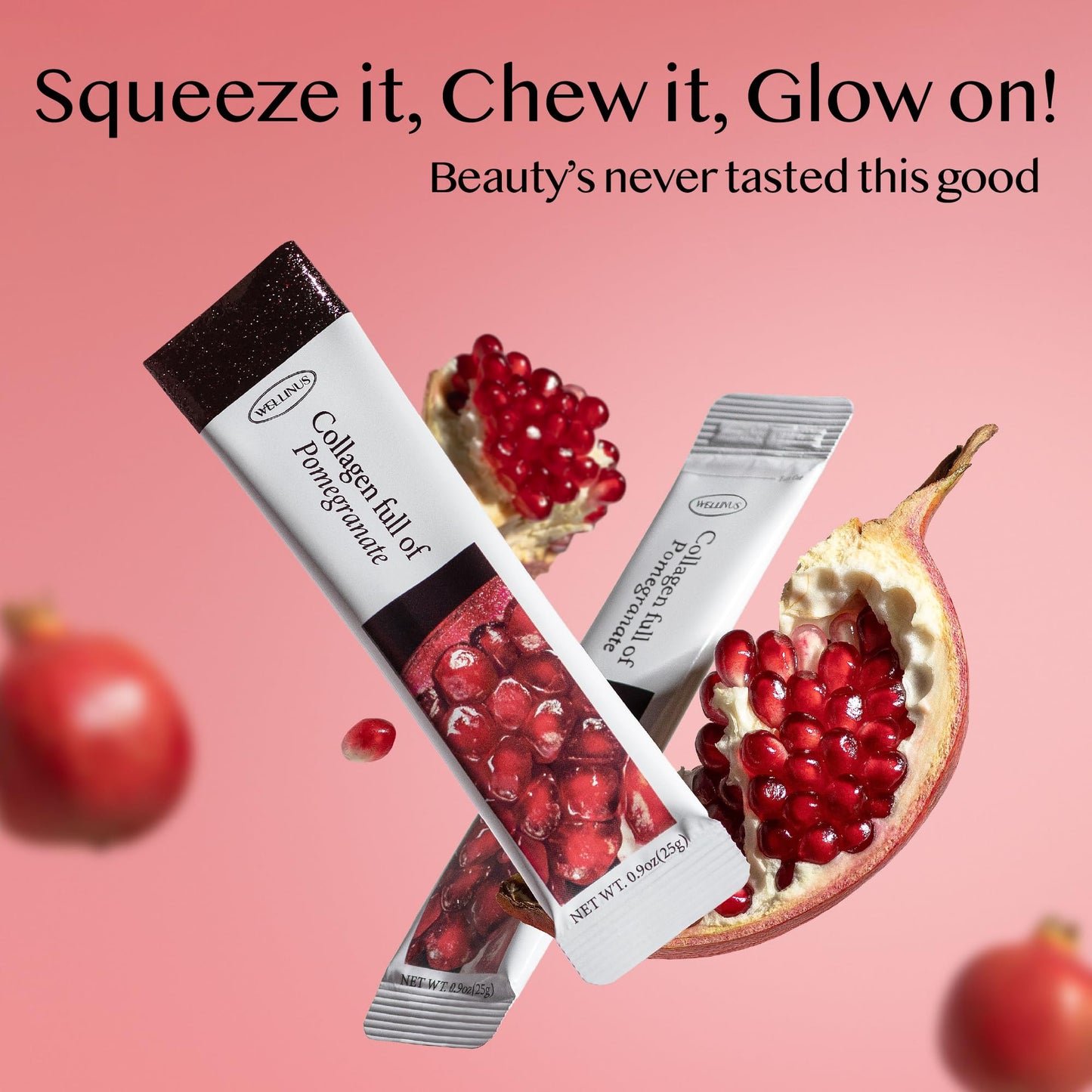 WELLINUS Korean Beauty Pomegranate Collagen Jelly Sticks - 25 Packs