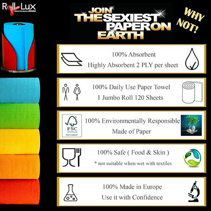 Vibrant Red Paper Towels – Jumbo 120-Sheet Roll