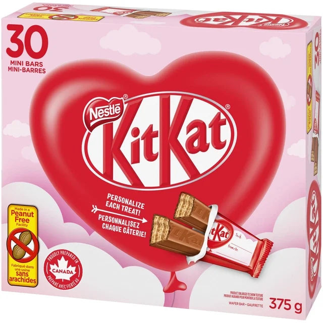 KITKAT Valentine's Mini Chocolate Wafer Bars, Pack of 30 – 375 g, KITKAT Mini Chocolate Wafer Bars (375g)