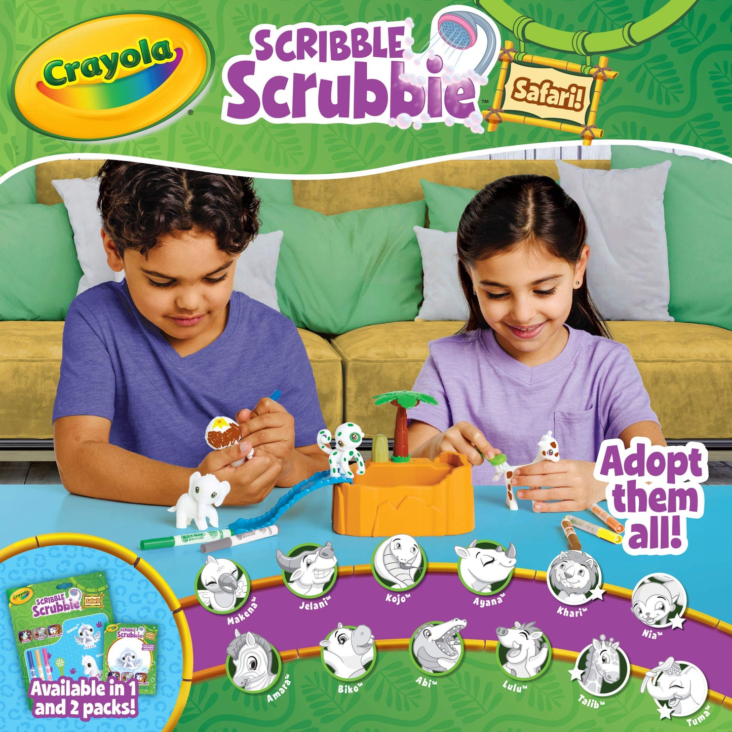 Crayola Scribble Scrubbie Safari Animals Playset -  Ages 3+