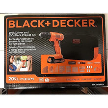 Black+Decker 20V MAX Cordless Drill & 100-Piece Project Kit | Battery, Charger & Bag Included (BDC120VACA)