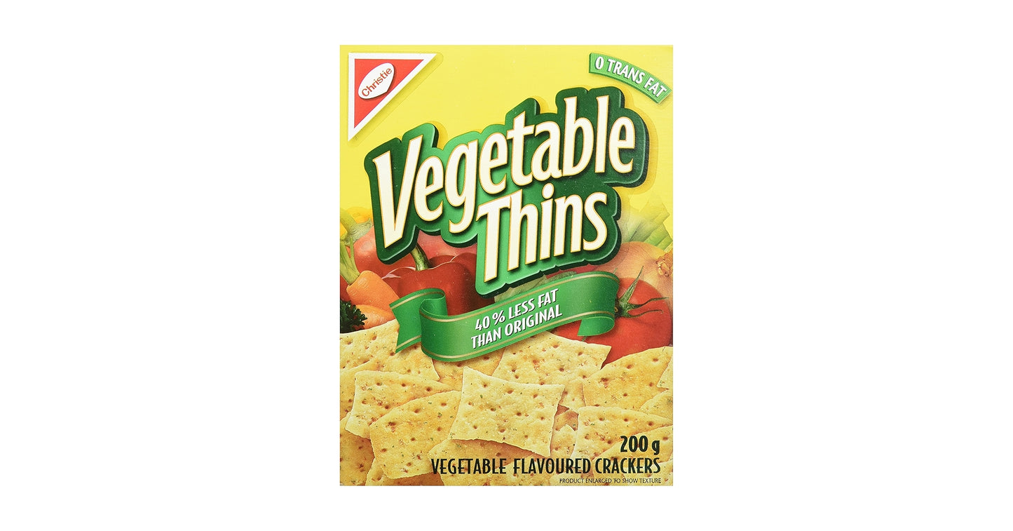 Christie Vegetable Thins 40% Less Fat Crackers 200g
