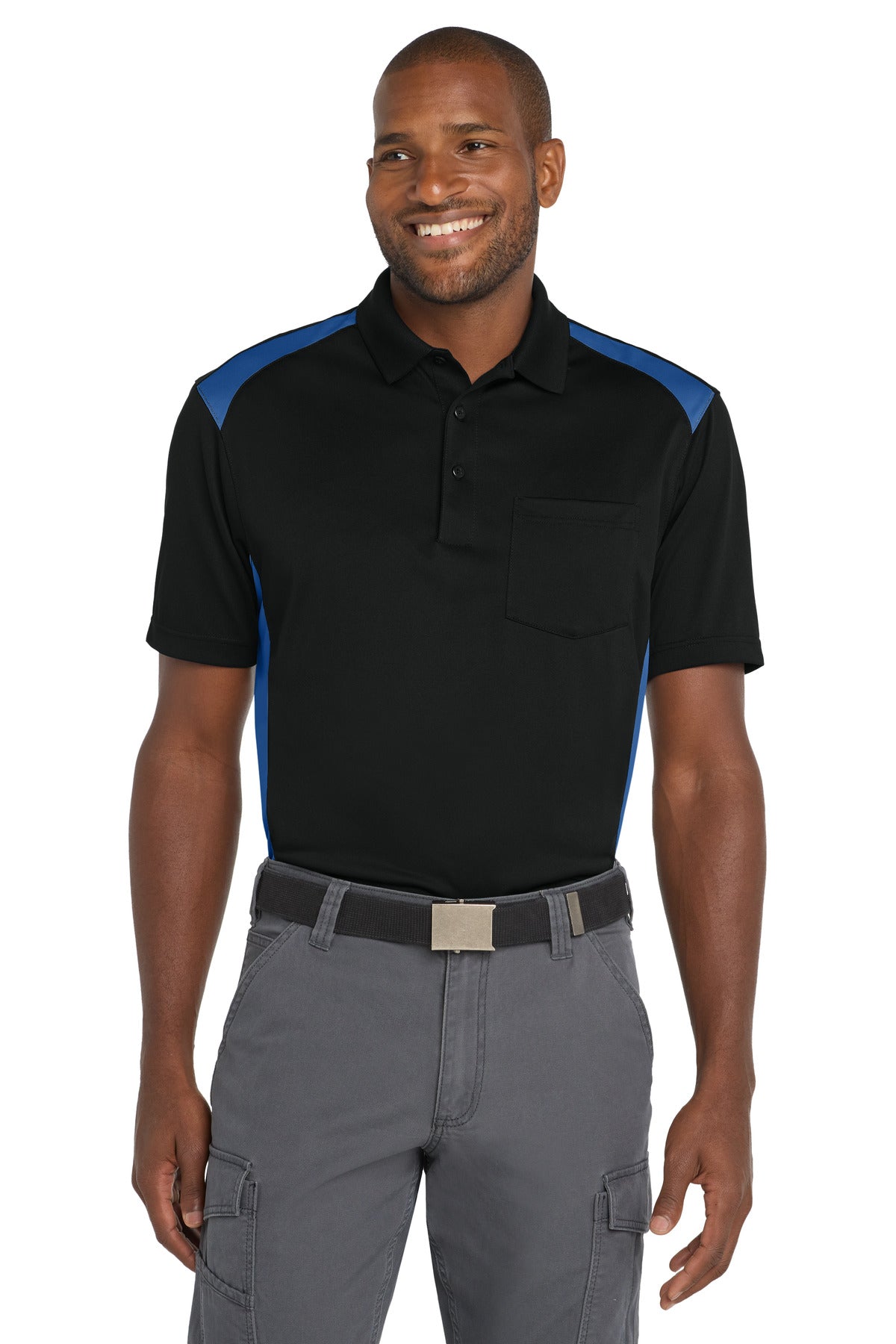 CornerStone® Select Snag-Proof Two Way Colorblock Pocket Polo. CS416