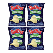 Ruffles Sour Cream & Onion Ridged Potato Chips - 4 Snack Pack (40g Bags)
