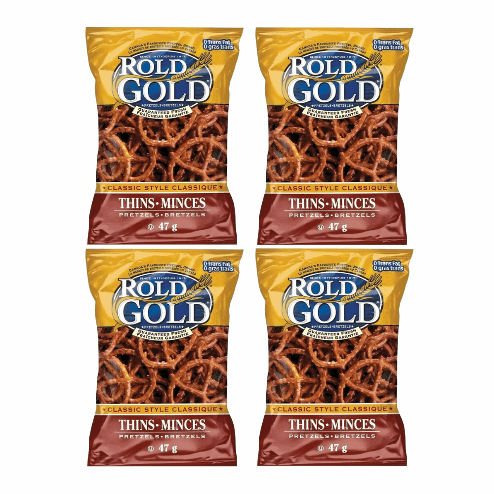 Rold Gold Classic Thins Pretzels - Crispy 4 Snack Pack (47g Bags)