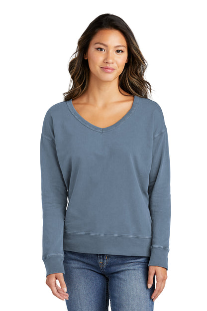 Port & Co™ Women's Beach Wash® Garment-Dyed V-Neck Sweatshirt LPC098V