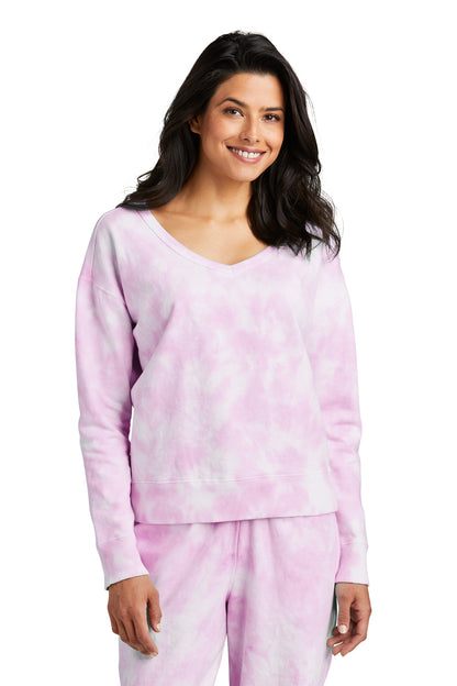 Port & Co™ Women's Beach Wash® Cloud Tie-Dye V-Neck Sweatshirt LPC140V