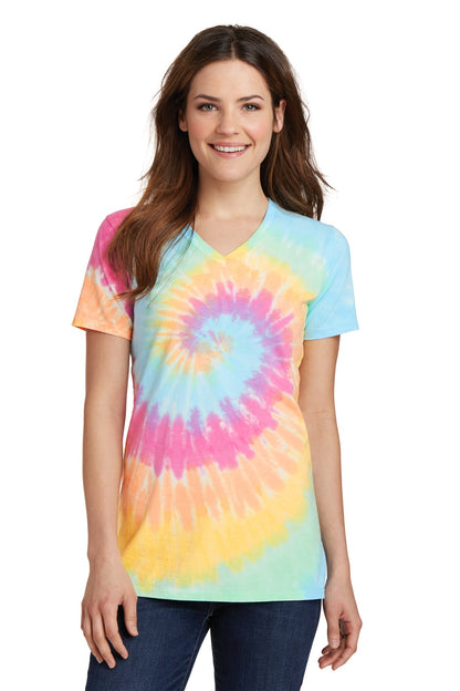 Port & Co™ Women's Tie-Dye V-Neck Tee.  LPC147V