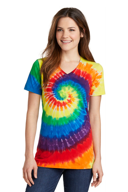 Port & Co™ Women's Tie-Dye V-Neck Tee.  LPC147V