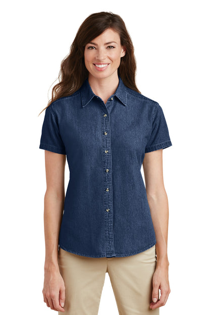 Port & Co™ Women's Short Sleeve Value Denim Shirt.  LSP11