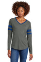 Sport-Tek® Women's Halftime Stripe Long Sleeve V-Neck Tee LST6043