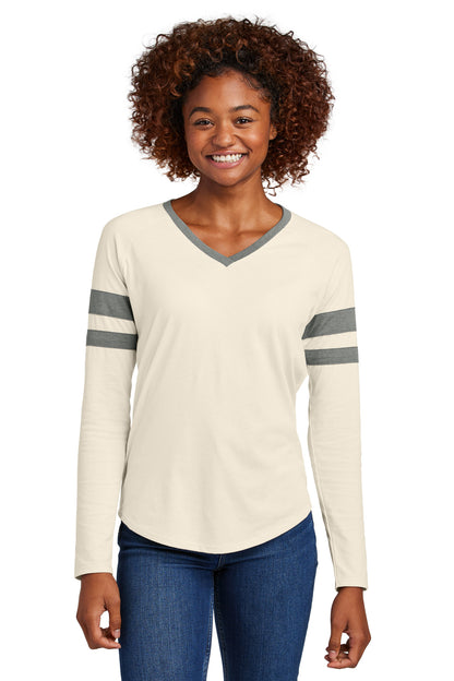Sport-Tek® Women's Halftime Stripe Long Sleeve V-Neck Tee LST6043