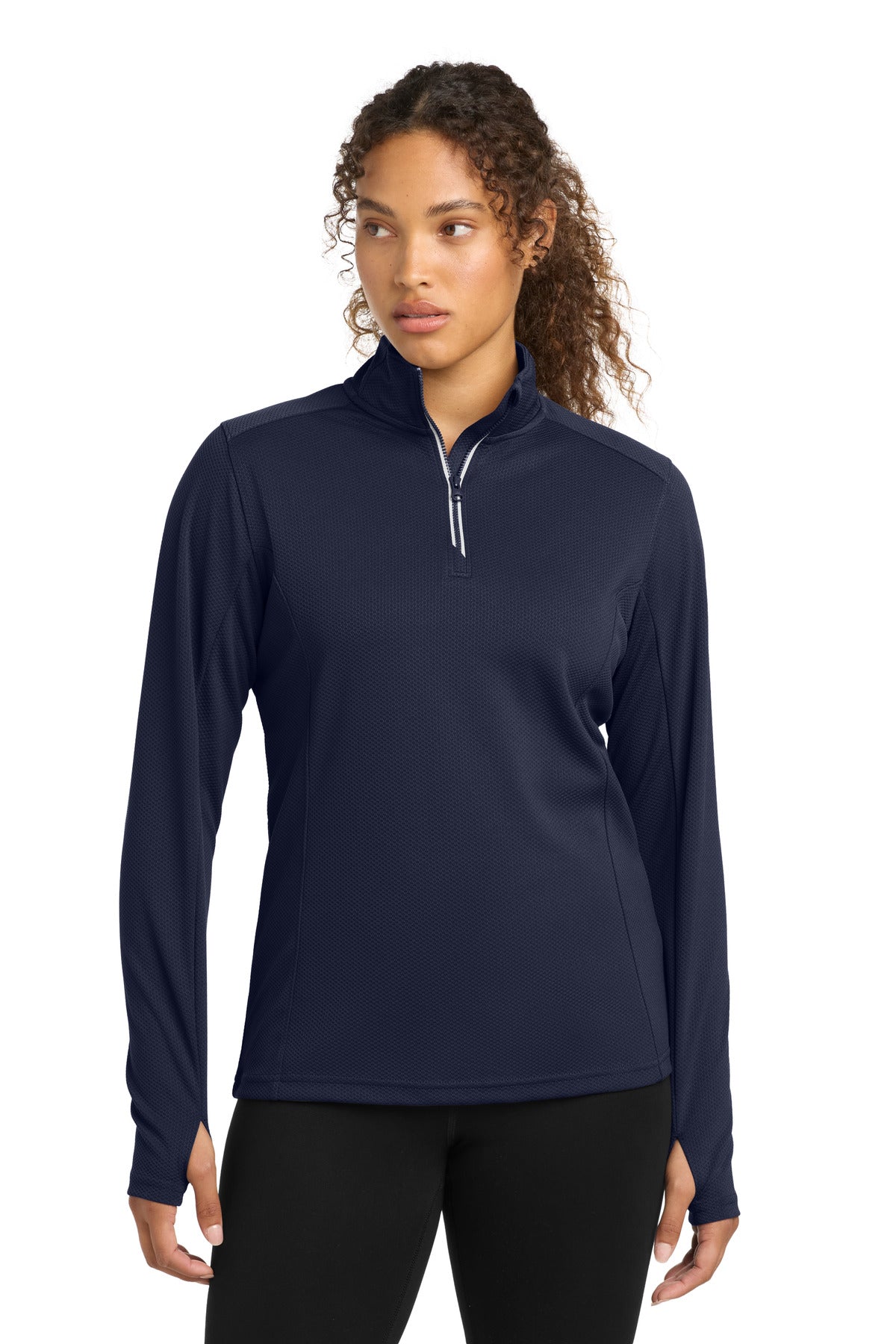 Sport-Tek® Women's Sport-Wick® Textured 1/4-Zip Pullover.  LST860