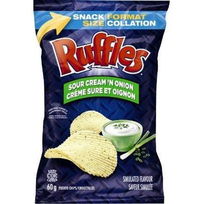 Ruffles Sour Cream & Onion Ridged Potato Chips - 4  Pack (60g)