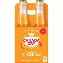 Canada Dry Peach Mango Ginger Ale - 4 Pack Cans, 12 Fl Oz Each