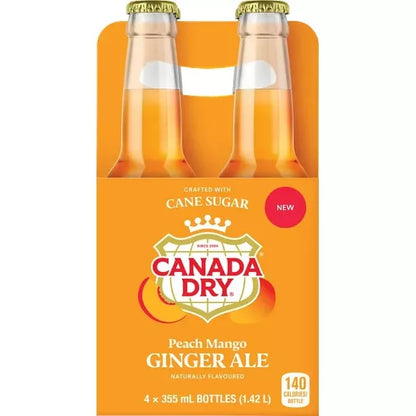 Canada Dry Peach Mango Ginger Ale - 4 Pack Cans, 12 Fl Oz Each