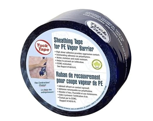 Tuck Tape Blue Construction Sheathing Tape – Weather-Resistant, High-Performance Building Sealant – 2-Pack
