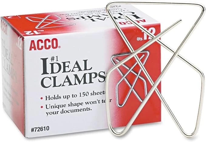 Acco Ideal No.1 Butterfly Paper Clamps -  (12-Count Box)